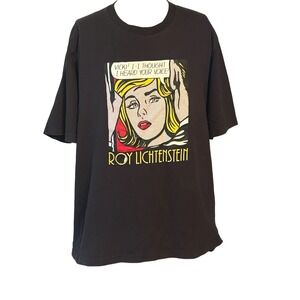Uniqlo UT Roy Lichtenstein Black Graphic T-Shirt Mens Size Large Cotton